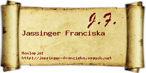 Jassinger Franciska névjegykártya